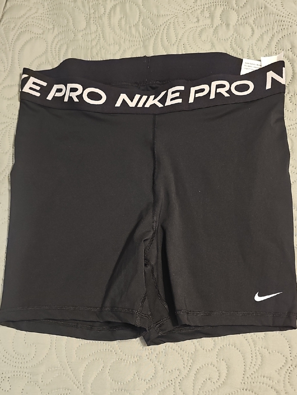 Nike Black Women's Performance Compression Shorts with White Logo